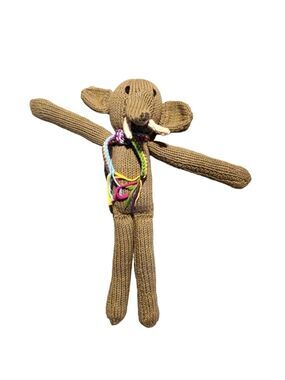 Crocheted Elephant handmade plush stuffed animal woobie lovie with scarf